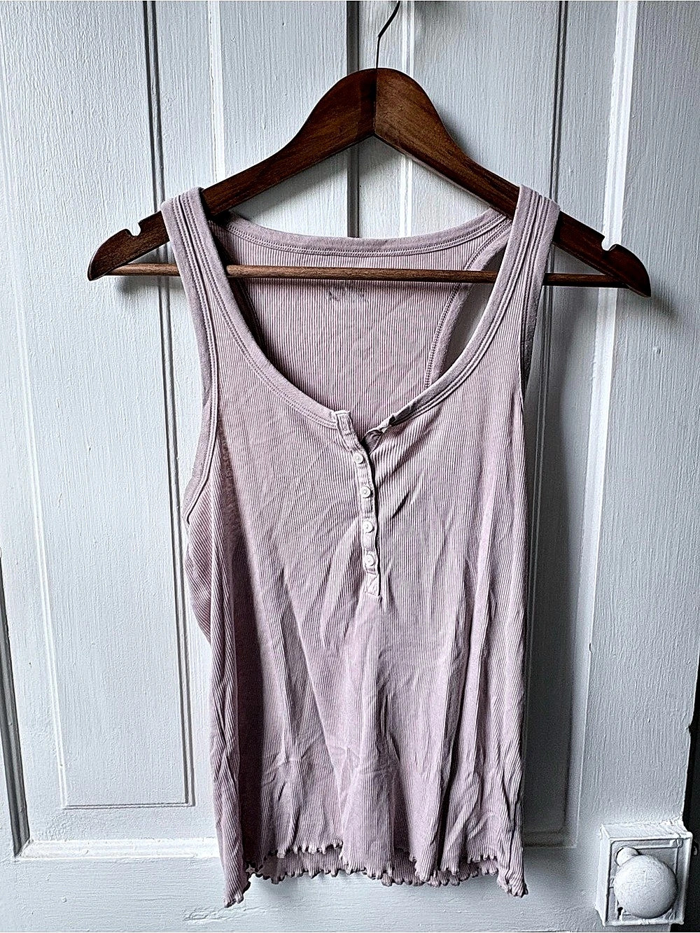 Aerie People Ribbed Henley Tank in Pink